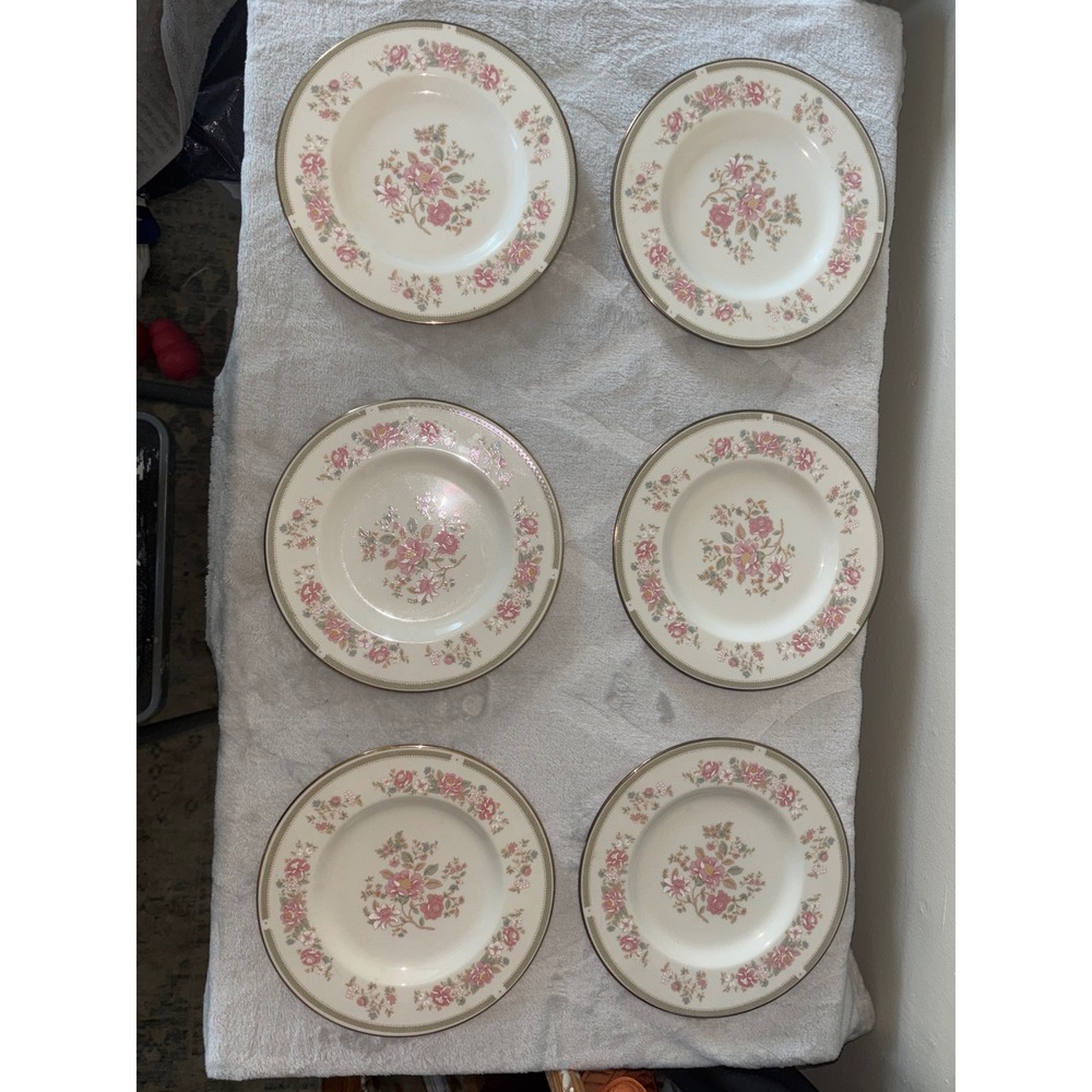 LiLing Fine China Soup Bowls Set of 6 Unisex 8.25in Pink Excellent Floral‎ Rim